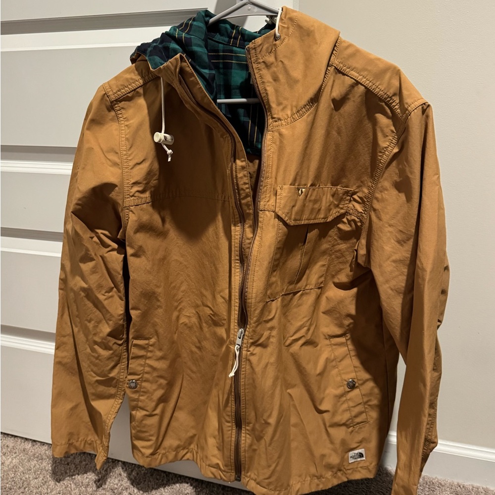 Men's Tan Hooded Rain Jacket